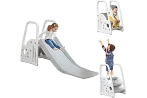 GUMISEAO 3 in 1 Toddler Slide Large Play Climber PlaySet with Extra Long Slipping Slope Indoor Slide Kids Slide Toddler Playground Toddler Slide Outdoor Toys for Toddlers (White)
