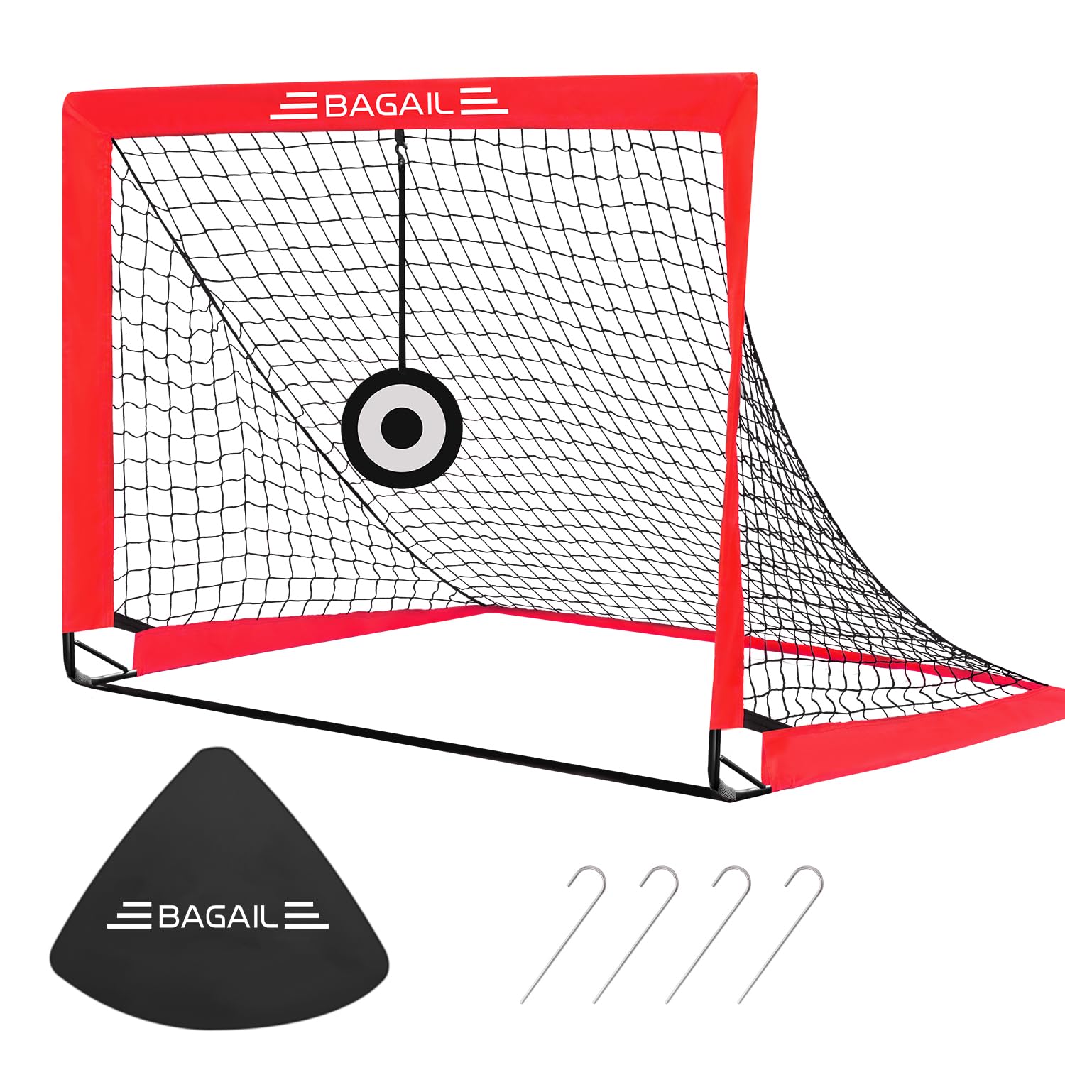 Bagail Football Goal, Pop up Football Net with Target Goal, Ground Pegs and Portable Carry Bag, Easy to Assemble, Ideal for Garden Training and Recreational Matches
