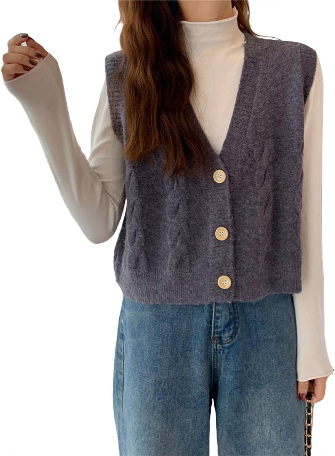 Amazon.com: Women Crop Sweater Cardigan Lightweight Crop Jumper V-Neck Sweater Vest Open Front 