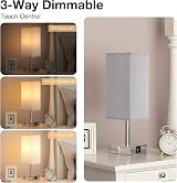 Aooshine Bedside Lamp Touch USB C/A Ports 3-Way Dimmable Grey Shade view 2
