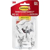 Command Small White Wire Hooks, 28 Hooks, 32 Strips | Damage-Free Hanging with Adhesive No Tools Wall Hooks for Hanging Decorations in Living Spaces, Holds up 0.5 lb
