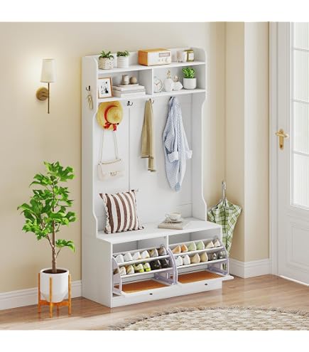 Amazon.com: GIANTEX 4-In-1 Hall Tree with Bench and Shoe Storage