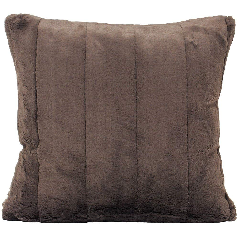 Empress Large Square Cushion Cover Taupe Brown Super Soft Faux Fur