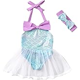 ZFZDRen 3M-6Y Infant Baby Girls Mermaid Swimwear Toddler Girl Mermaid Tulle Bathing Suit Kids Beach Bikini Outfits