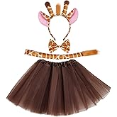 Marrywindix Khaki Giraffe Costume Tutu Set Animal Fancy Dress Costume Kit Halloween Party Dress Up Accessories