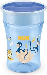 NUK Magic Cup Trinklernbecher | auslaufsicherer 360°-Trinkrand | 8+ Monate | BPA-frei | 230 ml | Affe (blau)