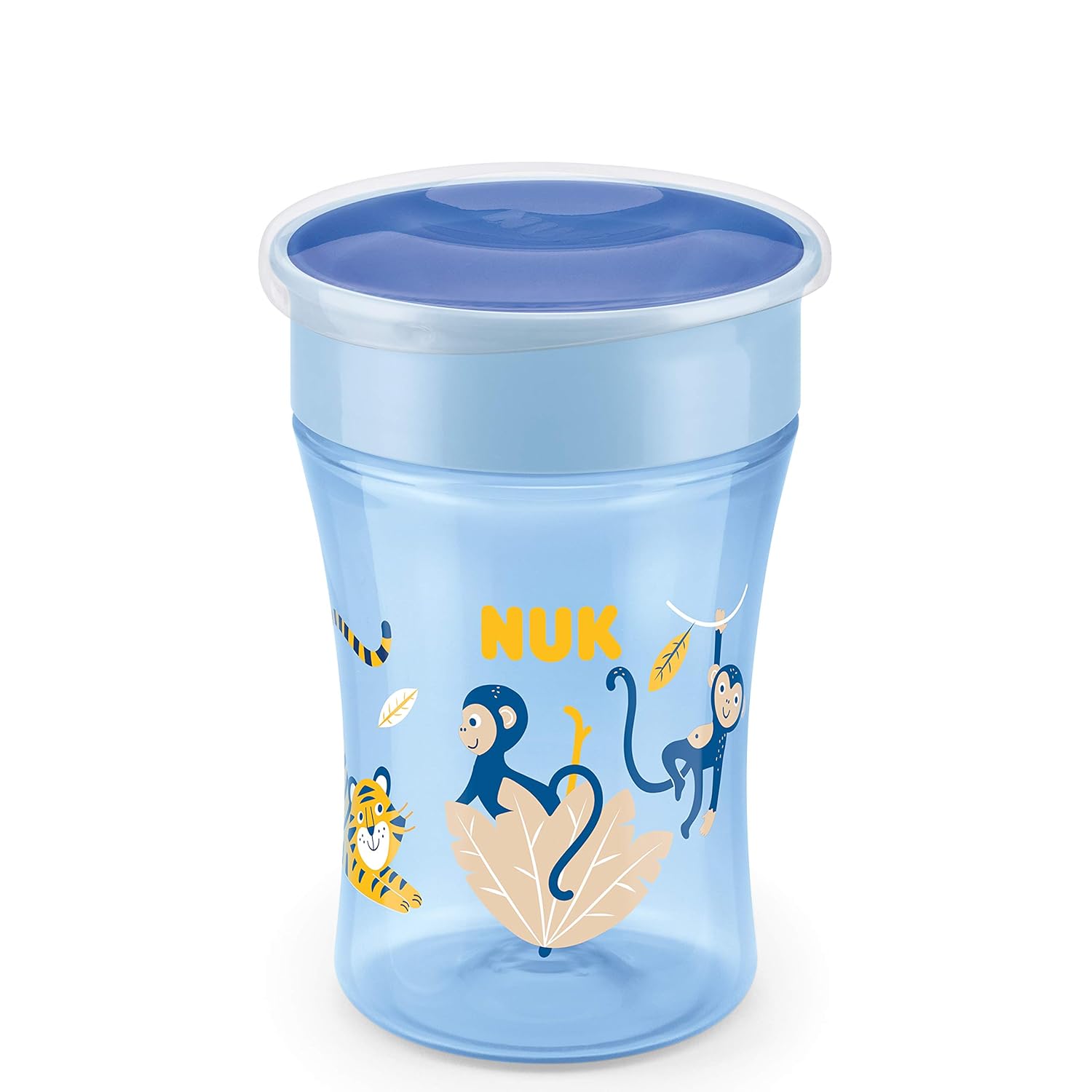 NUK Magic Cup Trinklernbecher | auslaufsicherer 360°-Trinkrand | 8+ Monate | BPA-frei | 230 ml | Affe (blau)