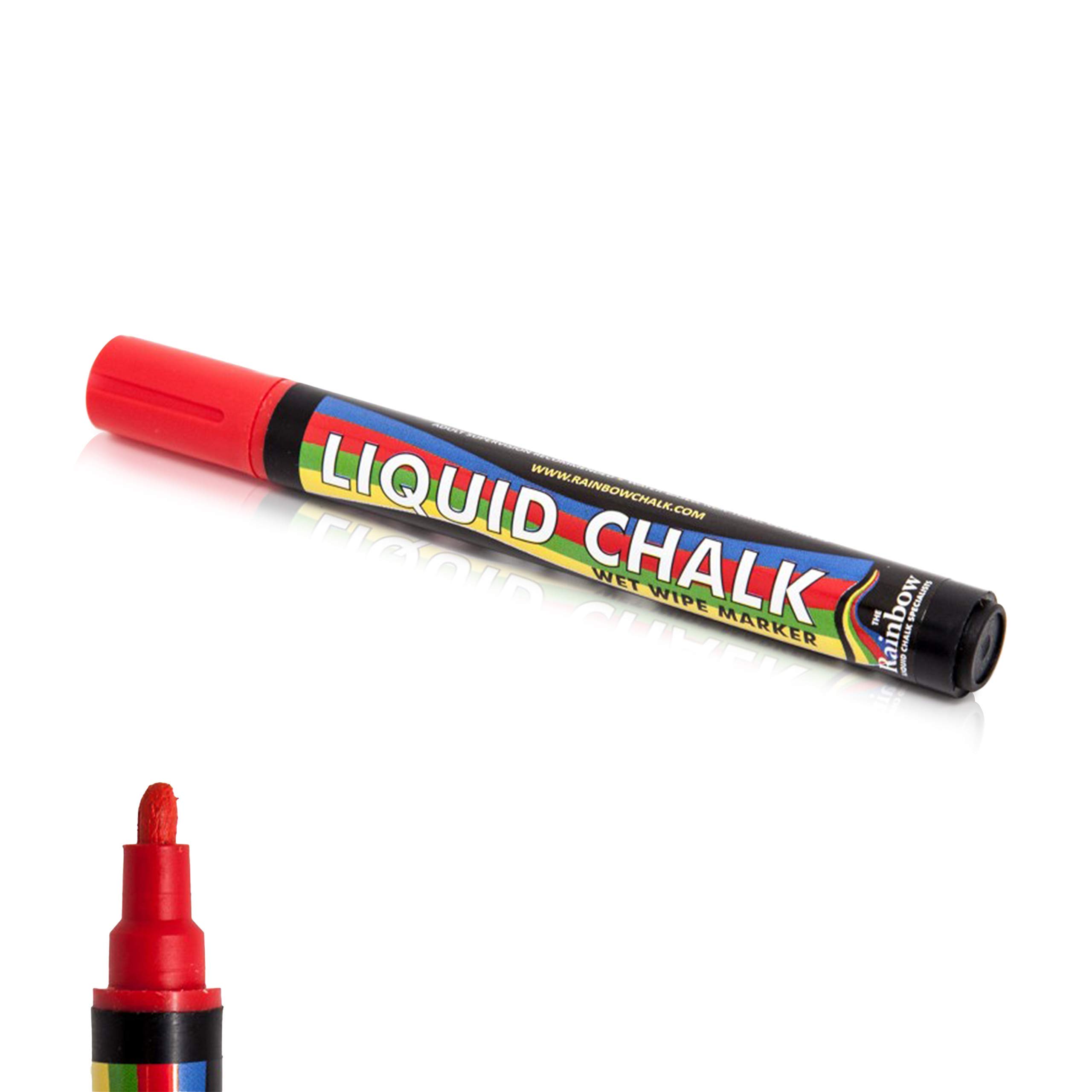 Rainbow Chalk Markers Liquid Chalk Marker Pen Red- 5mm Bullet Nib Wet Wipe Erasible Marker Pen. Rain Proof For Inertior And Exterior Use On Chalkboards Blackboards Menus