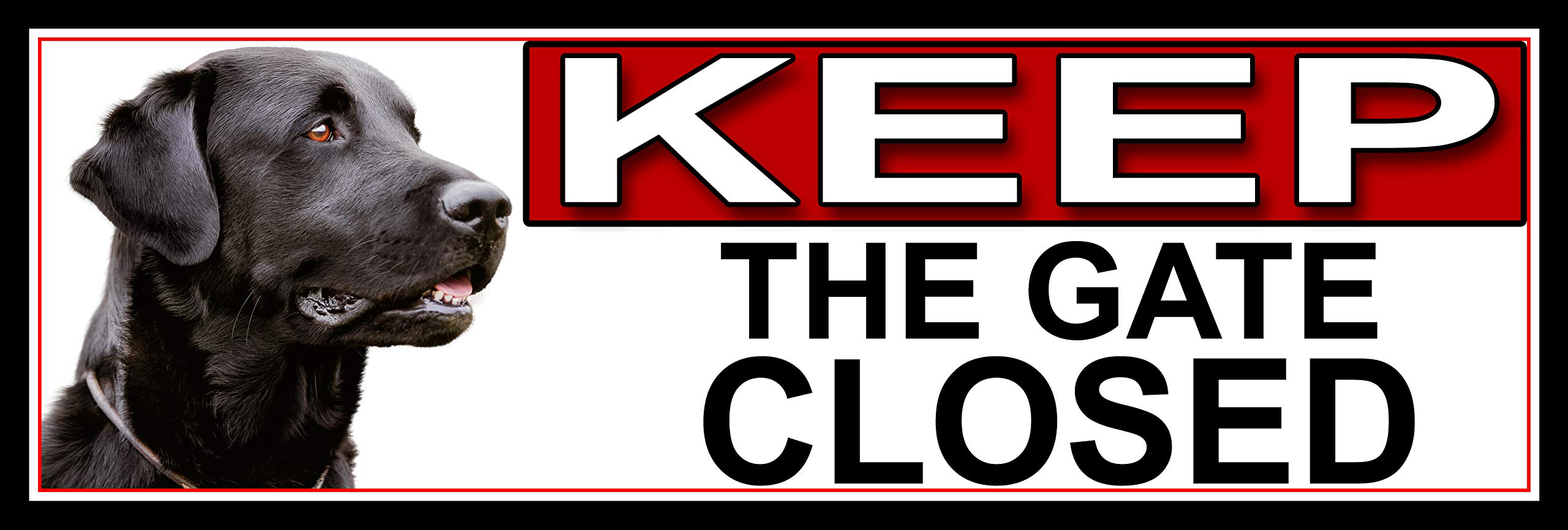 SHAWPRINT Black Labrador Dog KEEP THE GATE CLOSED METAL GATE SIGN 266mm x 87m. (734H2)