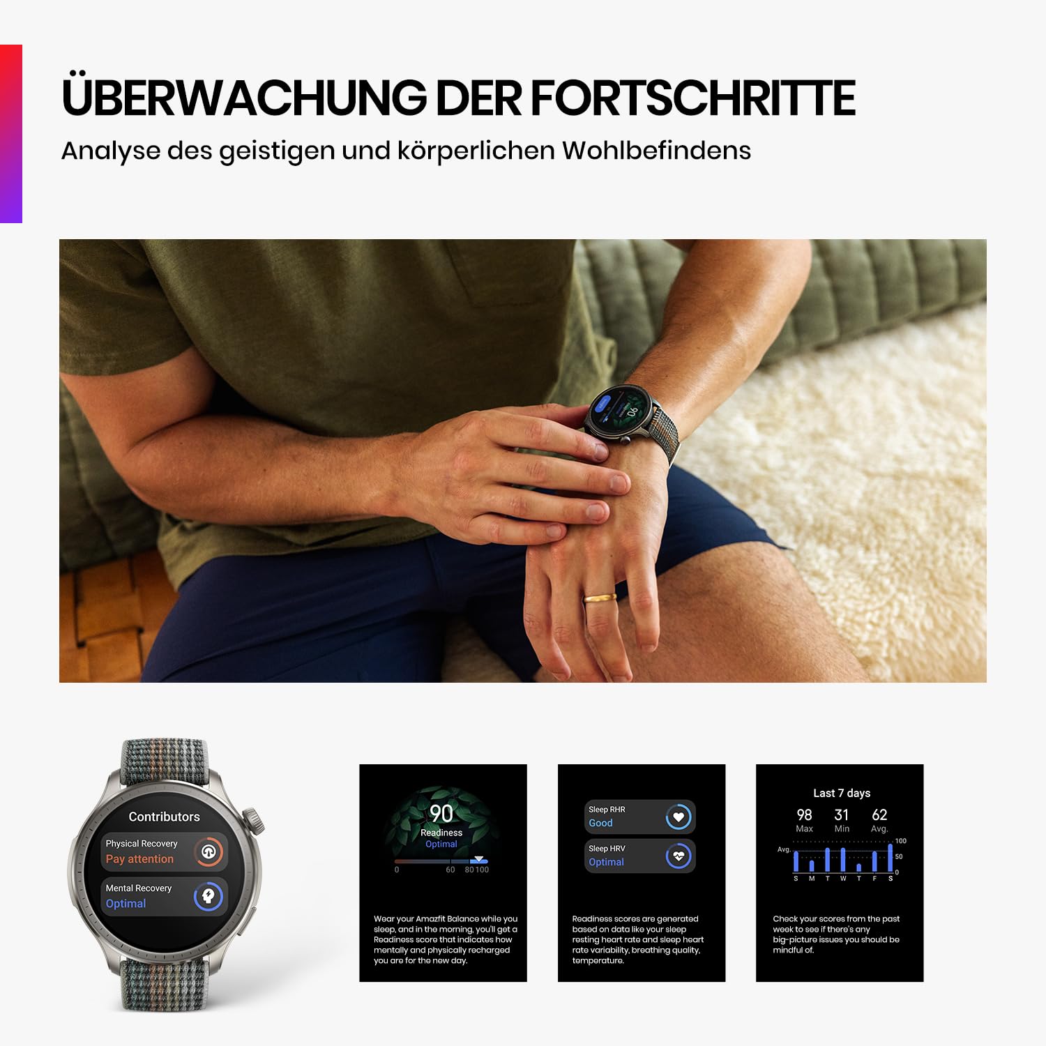 Amazfit Balance 46 mm Smart Watch, kontaktlose NFC-Zahlung, KI-Fitnesstrainer, 14 Tage Akkulaufzeit, Schlaf- und Gesundheitsüberwachung, GPS, 150 Sportmodi, Bluetooth-Anrufe für Android und iPhone 4