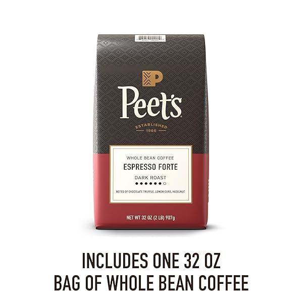 PEET’S COFFEE, DARK ROAST WHOLE BEAN COFFEE, 100% ARABICA COFFEE – ESPRESSO FORTE 32 OUNCE BAG