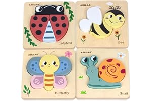Airlab Wooden Puzzles for Toddlers 1 2 3 Year Old Montessori Educational Preschool Learning Toys for Kids Animals Jigsaw Puzz