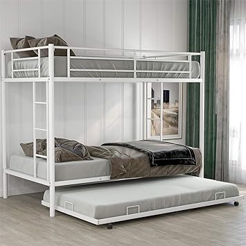 metal twin over full bunk bed with trundle