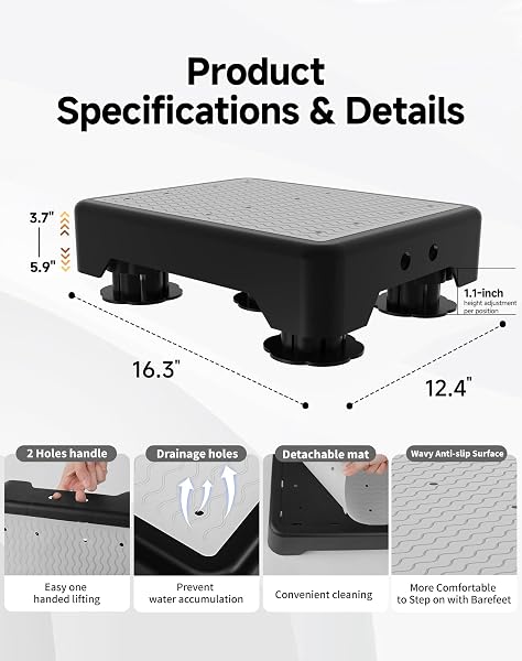 ADJUSTABLE STEP STOOL FOR ADULTS, NOCTILUCENT BED STEP STOOLS, 660 LBS CAPACITY NON-SLIP SAFETY STEP PLATFORM INDOOR AND OUTDOOR FOR SENIORS AND KIDS, WIDE STEP STOOLS ELDERLY ASSISTANCE AT NIGHT