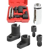 ILBVWQY 5PCS Oxygen Sensor Socket,Car Accessories Universal O2 Sensor Socket Remover Tool and Thread Chaser Set for Removing and Install Oxygen Sensors,Automobile Tools,Suitable for Most Cars (Red)
