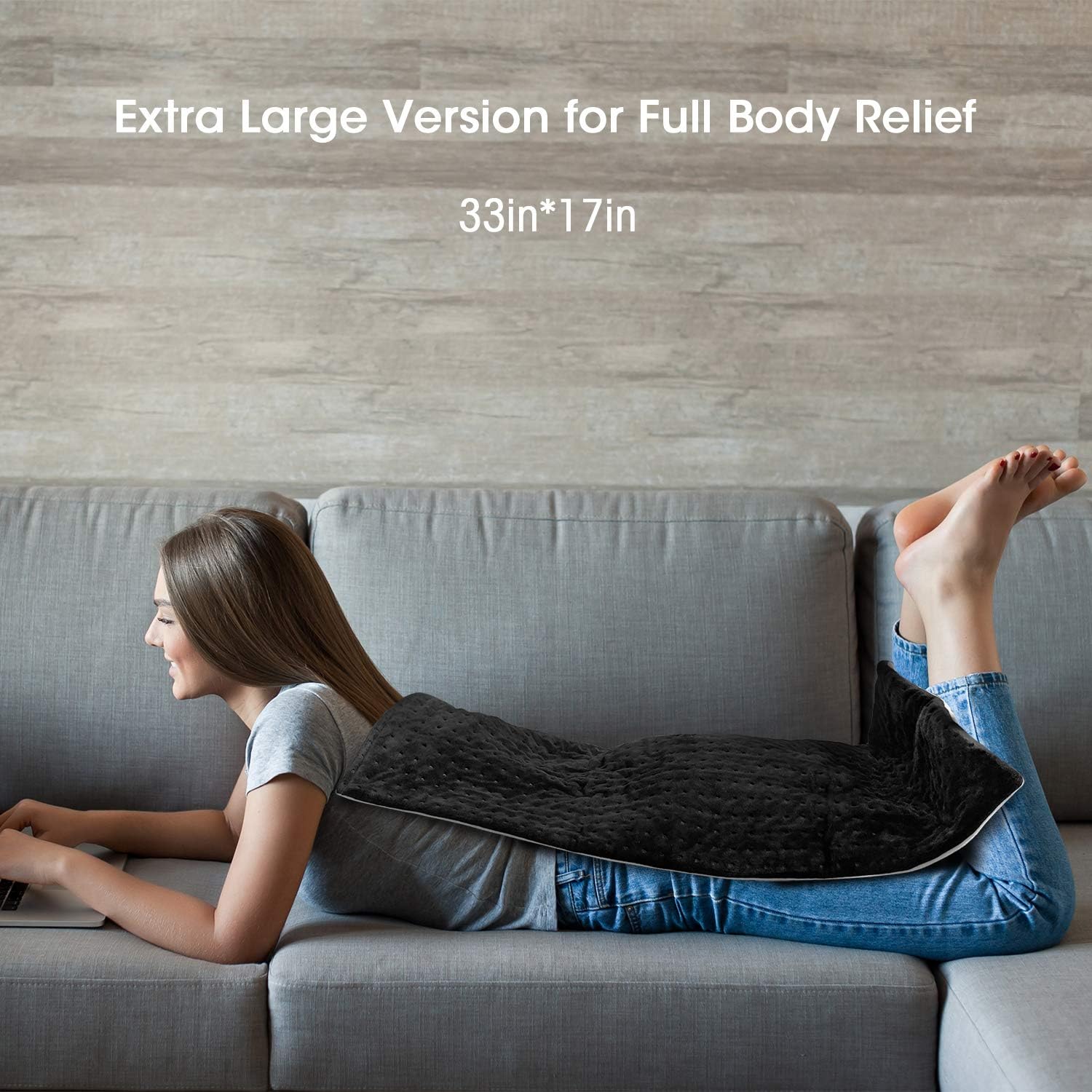 Heating Pads with Auto Shut Off - Koviti Heating Pad for Cramps[17’’x33’’]with 6 Heat Setting, Large Soft Heating Pad with Elastic Band&Storage Bag for Fast Neck/Shoulder/Foot Pain Relief(Black): Health & Personal Care