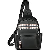 FADEON Large Sling Bag for Women, Leather Crossbody Purse Designer Anti Theft Sling Backpack, RFID Fanny Packs for Travel