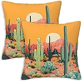 ZibZorp Cactus Throw Pillow Cover 18x18 Set of 2, Cushion Case for Couch, Sofa, Bed and Living Room, Zipper Closure Pillow Cases, Desert Home Decor for All Season