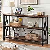 HOMISSUE Sofa Console Table, Rustic Console Table with 3-Tier Storage, Engineered Wood Sofa Tables with Open Shelves, Heavy Duty Entryway Tables for Living Room, Hallway (47 Inch, Rustic Brown)