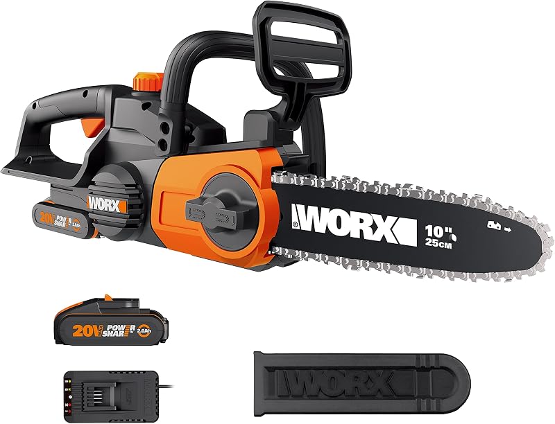 WORX 20V WG322E.1 Cordless Chainsaw 25cm Auto-Tension Lubrication 10" Bar