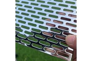 FengYoo 7.8"x3.9" Perforated Metal Sheets 19Gauge Expanded Metal Mesh Opening Oblong Holes 0.2x0.8inch (About 5x20mm) Perforated 304 Stainless Steel Sheet Mesh Screen Metal Screen Panel Decorative Me