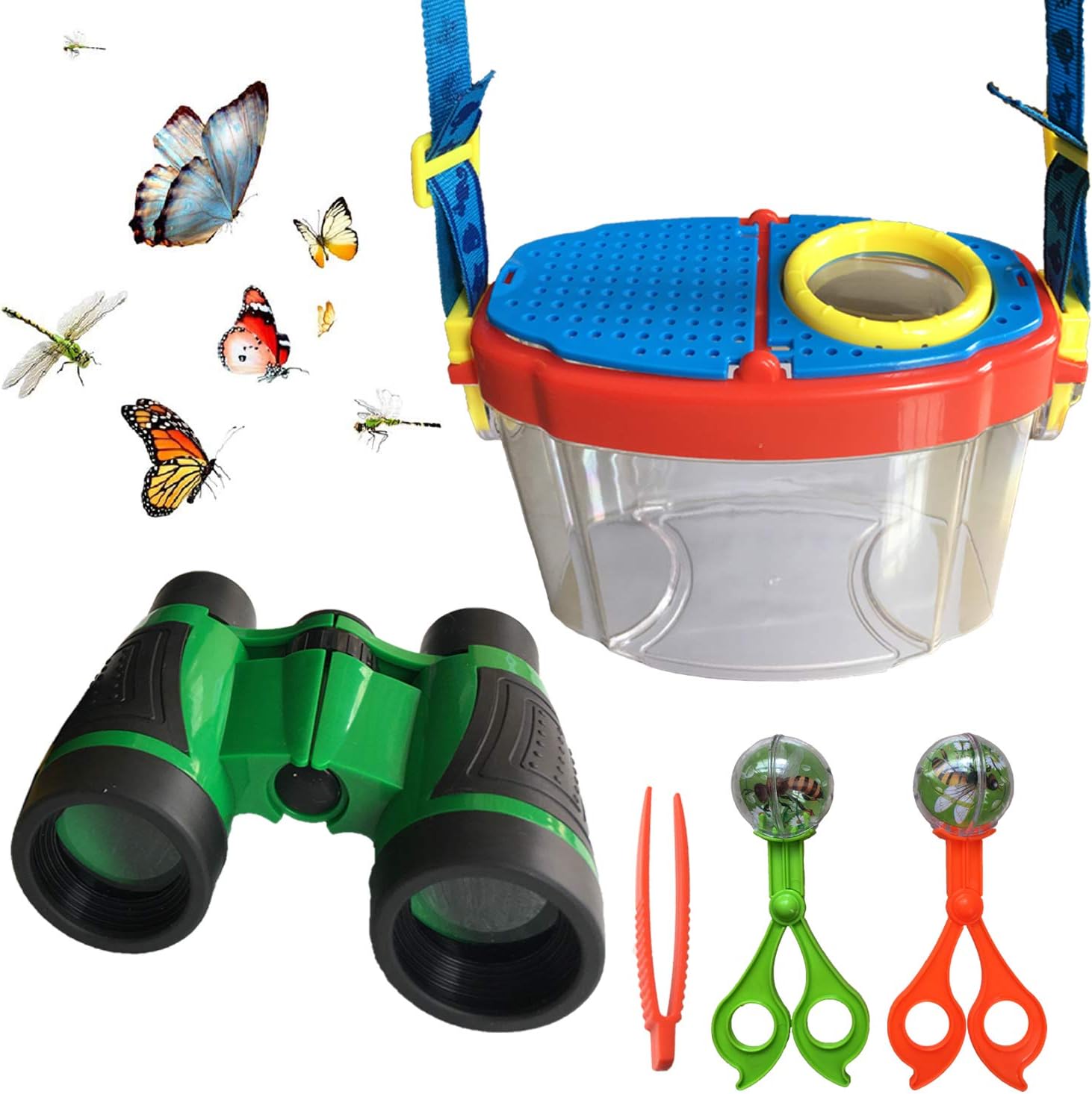 Explorer Kit Kids Outdoor Adventure Camping Bug Catcher Kit Binoculars Educational Nature Exploration Gift for Boys Girls Green: Toys & Games