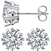 Gemtailor Moissanite Stud Earrings for Women and Men Snowflake 925 Sterling Silver D Color VVS1 18k Gold Plated Earrings 0.6-2ct Earrings Moissanite Jewerly
