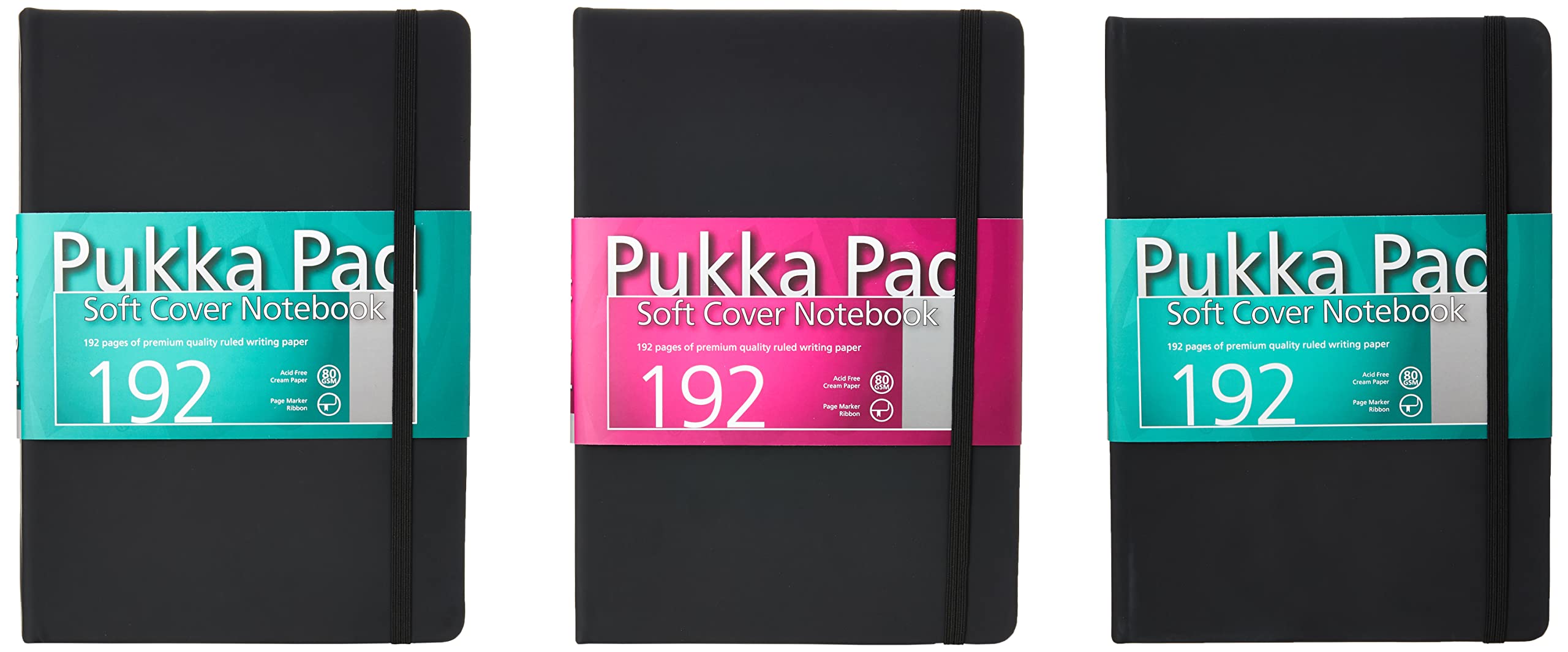 A5 Soft Cover Notebook, Black, Pack of 3
