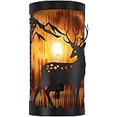 Monaxon Farmhouse Deer Sconces Wall Lighting, Rustic Indoor Wall Light Fixtures, E26 Base Modern Industrial Wall Lamps for Be