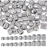 DICOSMETIC 100Pcs 10 Styles Stainless Steel European Bead 6-8mm Large Hole Beads Metal Column Beads Round Spacer Loose Bead for DIY Necklace Bracelet Earring Jewelry Making, Hole: 4-5.2mm
