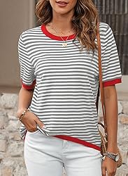Dokotoo Womens Summer Tops Casual Short Sleeve