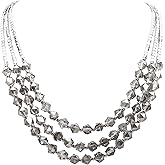 Bocar Necklace for Women, 3 Layer Beaded Necklace Crystal Beads Strand Fashion Jewelry, Party Gifts for Her