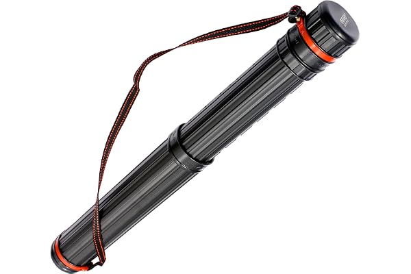 VViViD 17.5” - 29.5” inch Black Telescoping Storage Tube, with Carrying Strap, for Posters, Documents, Art, Blueprints, and M