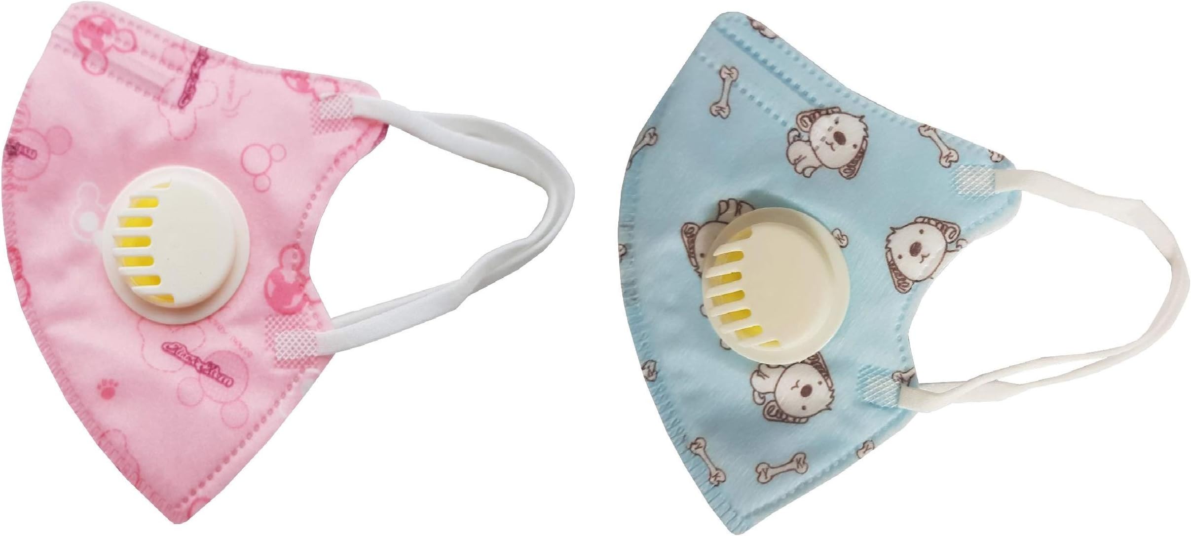 Vritraz N95 PM 2.5 Kids Child Children Anti-Pollution Activated Carbon Face Mask with Breathing Valve and replaceable filter Mouse Pink Puppy (Pack of 2)
