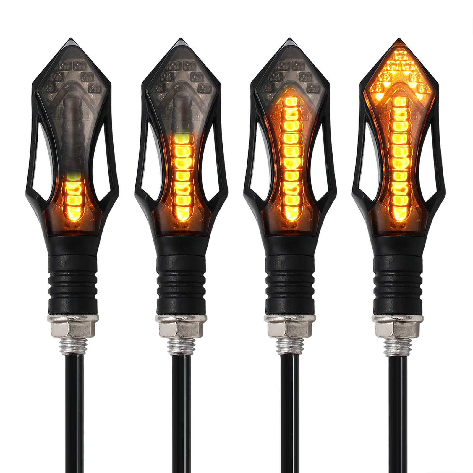 Kinstecks 4PCS Flowing Motorcycle Turn Signal Lights 12V for Motorbike - Turning Indicators