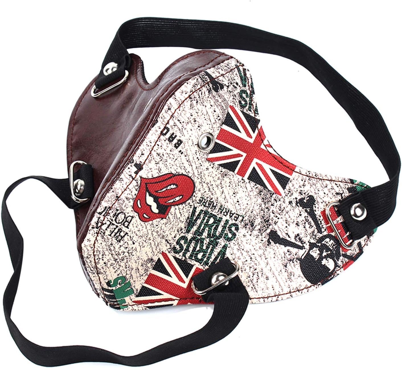 TSWRK Breathable Half Face Leather Mask Classic Punk Cosplay Sports Cycling Mask