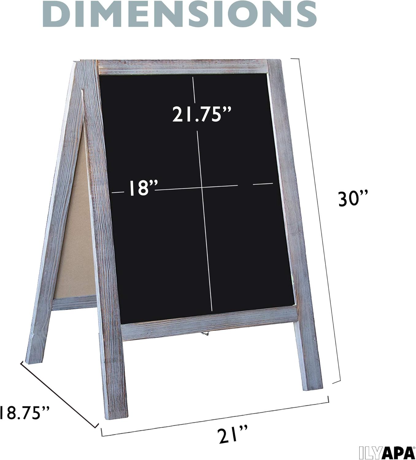 Wooden A-Frame Sign with Eraser & Chalk - Magnetic Sidewalk Chalkboard – Sturdy Freestanding Grey Sandwich Board Menu Display for Restaurant, Business or Wedding : Office Products