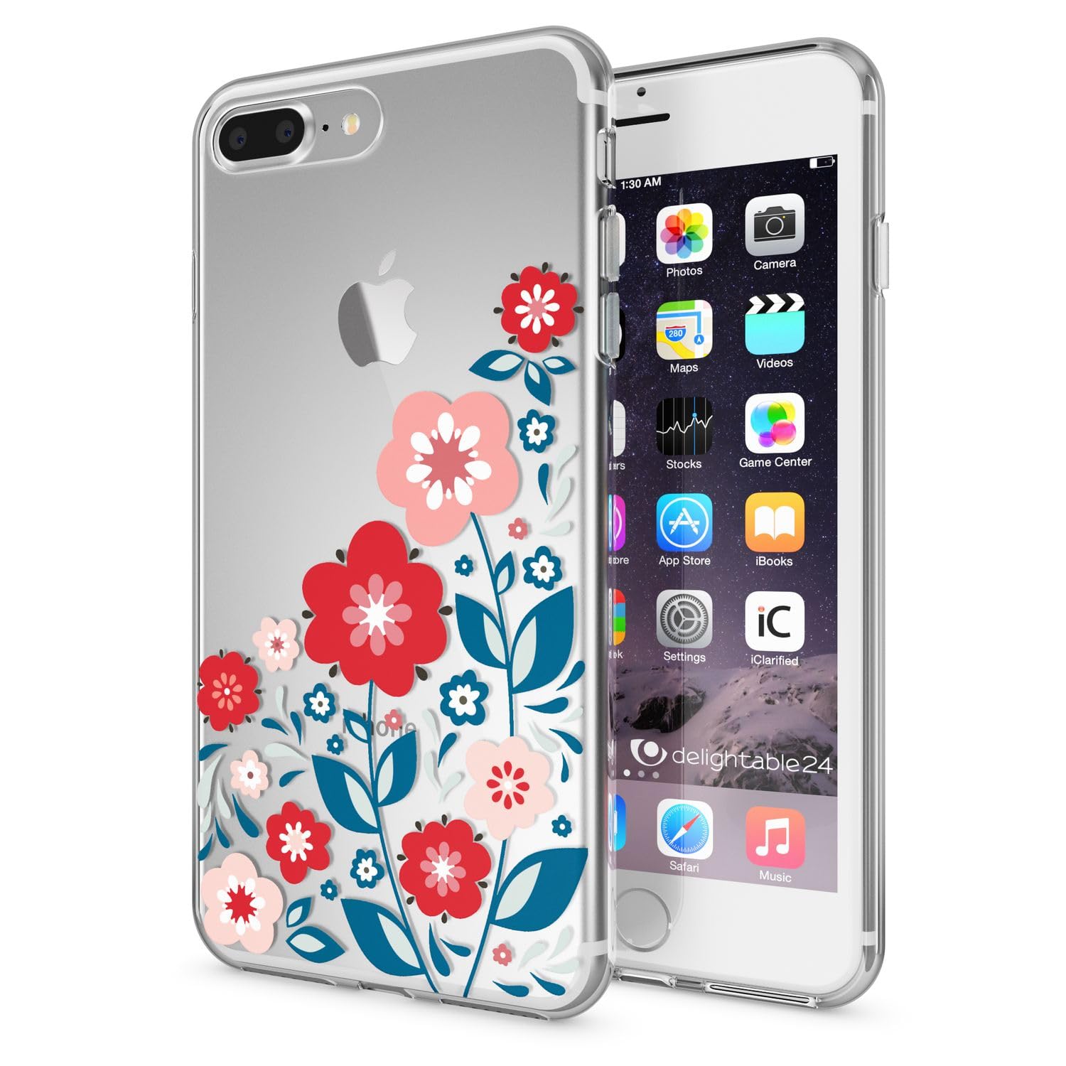 NALIA Case compatible with iPhone 8 Plus / 7 Plus, Pattern Design Smart-Phone Cover, Thin Silicone Back Protector Soft Skin, Slim Crystal Shock-Proof Bumper Etui, Motiv:Spring Flowers