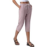 Pioneer Camp Women's Capri Yoga Pants Wide Leg Loose Stretch Athletic Sweatpants Causal Cropped Pajama Pants with Pockets