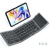 MEETION Foldable Bluetooth Keyboard with Touchpad, Portable Wireless, Gray | Ultra-slim rechargeable folding keyboard with built-in touchpad, full-size keys, idea for travel, iOS/Android/Windows