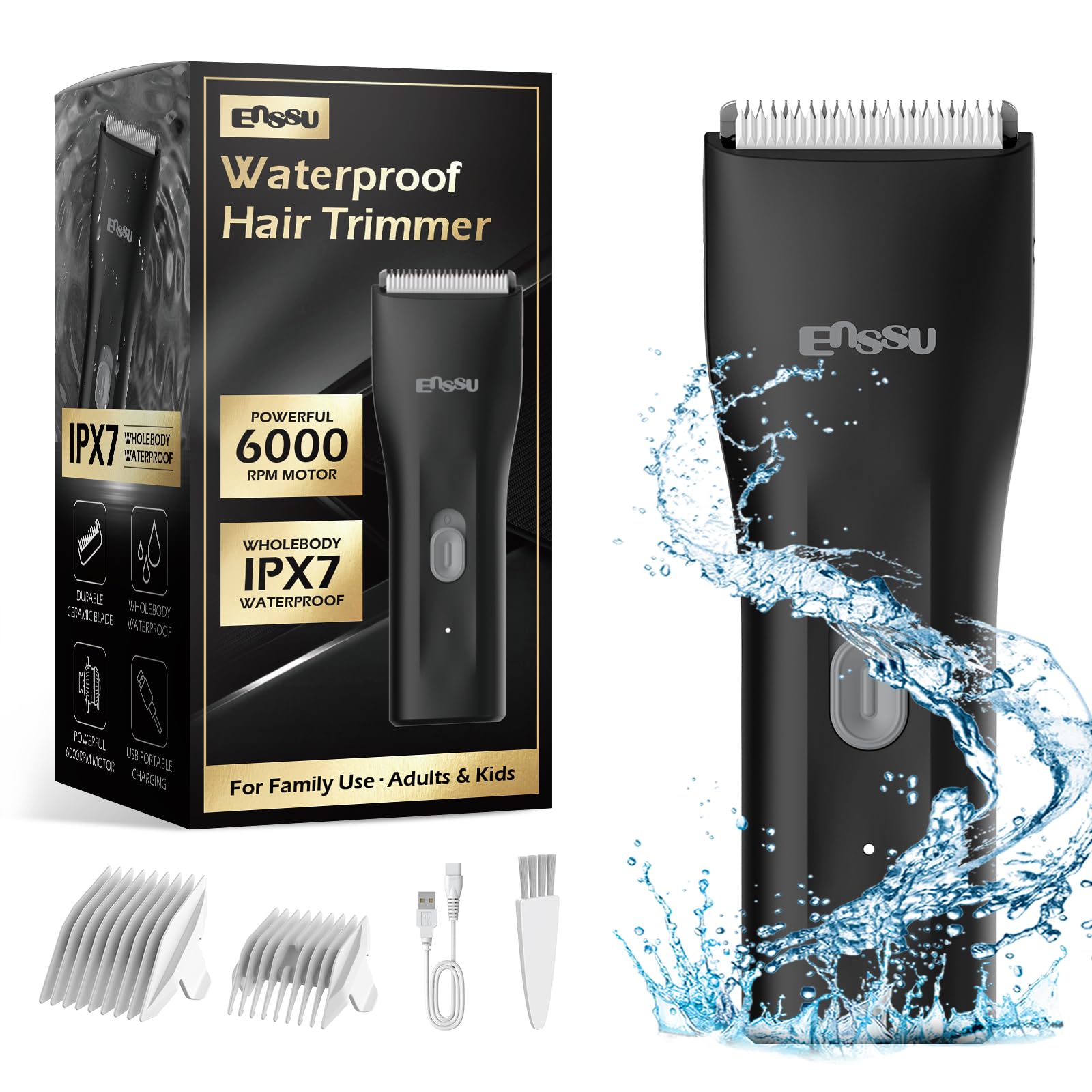 Favrison Body Hair Trimmer for Men & Women, Ball Trimmer, Mini Electric Body Groomer for Underarm, Chest, Groin, Balls, with Safety Blade, Waterproof Wet Dry Use, Low Noise (Black)