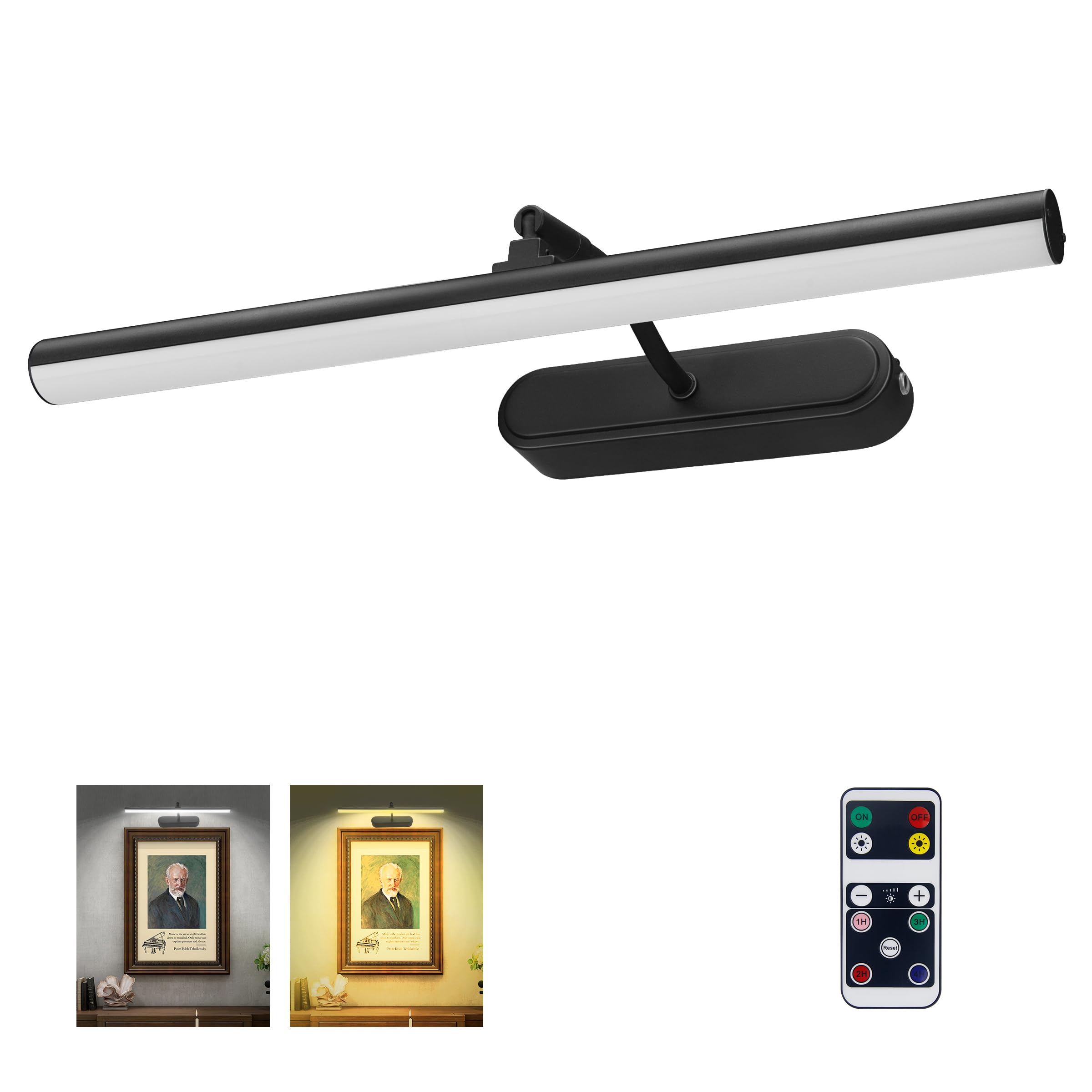 Photo 1 of RAIFOOLLY Picture Light,3AA Battery Wall Lights,Wireless Art Lights for Paintings,Remote Control Accent Light with Timer and Dimmable for Frame,Portrait,Mirror-Black