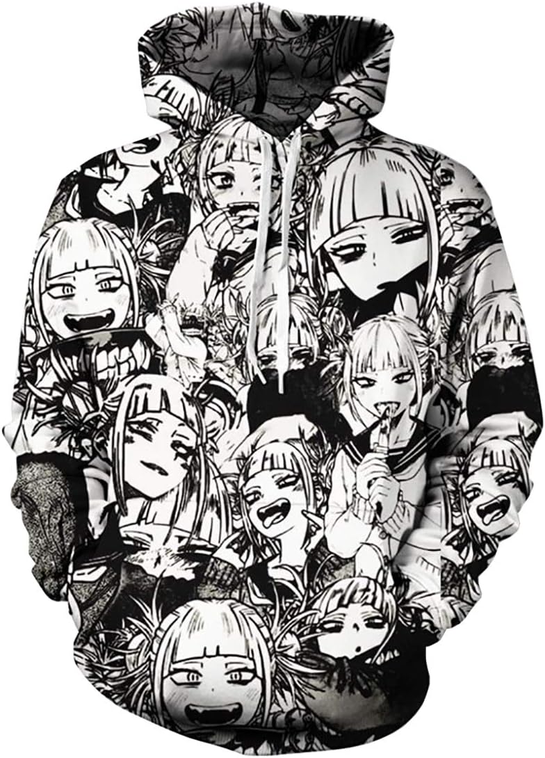 Chaos World Men's Hoodie Ahegao 3D Print Hooded Sweatshirts Long Sleeve Pullover with Pockets