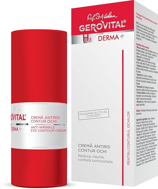 Gerovital H3 Derma+ intensive Anti-Falten Augencreme. Pharmazeutisches Konzept 2015 praktischer Spender 15ml C388