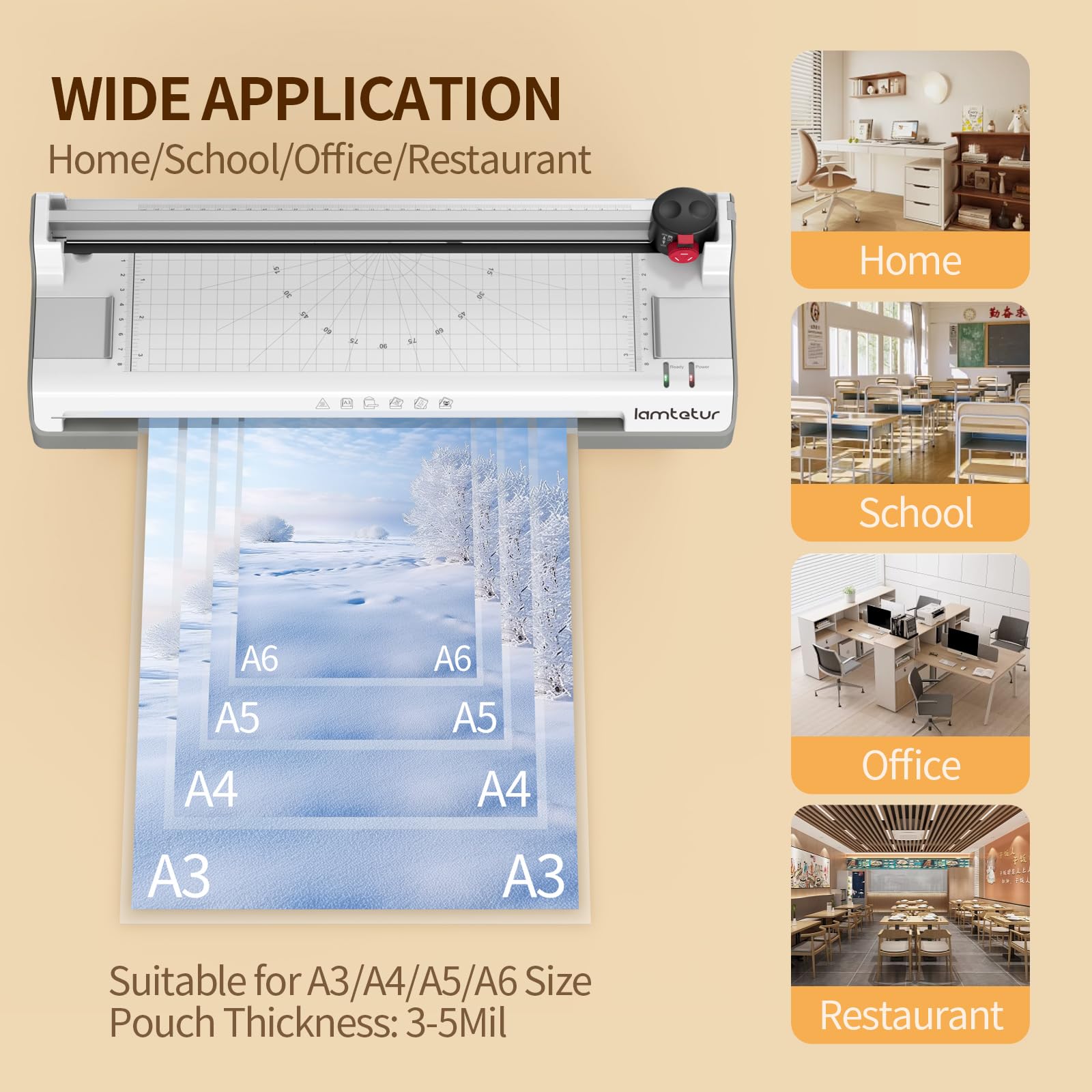 Laminator Machine 11X17 with 70Letter Size Laminating Sheets for A3/A4,13Inch Wide Thermal Hot&Cold 2Roller Lamination Laminated 3-5mil for Office Home School Teacher,with Paper Cutter,Corner Rounder