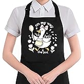 HUGANE Funny Pink Bow Goose Cooking Apron with Pockets, Trendy on My Way to Stir the Pot Cute Floral Goose Waterproof Adjustable Cooking Apron for Kitchen Dishwashing Grilling