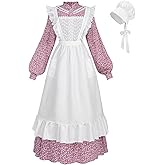 FCCAM Pioneer Colonial Costume for Women Floral Prairie Dress American Historical Modest Civil War Dress
