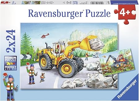 Ravensburger Excavator and Forest Tractor Jigsaw Puzzle (2 x 24 Piece)