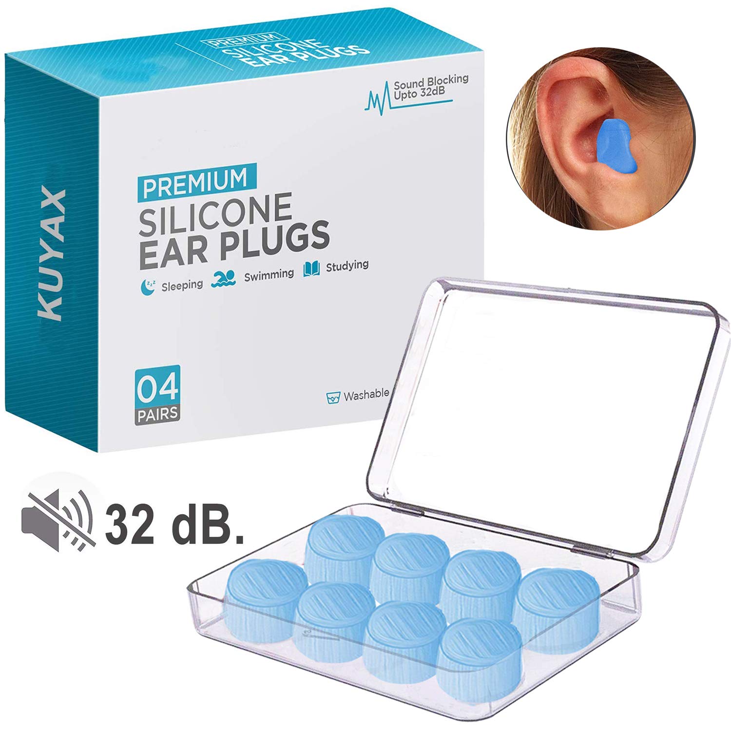 Ear Plugs for Sleeping, Reusable Silicone Moldable Noise Cancelling