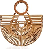 RULER TRUTH Women's Top Handle Bamboo Handbag Summer Beach Tote Bag, Natural Bamboo Handmade Purse